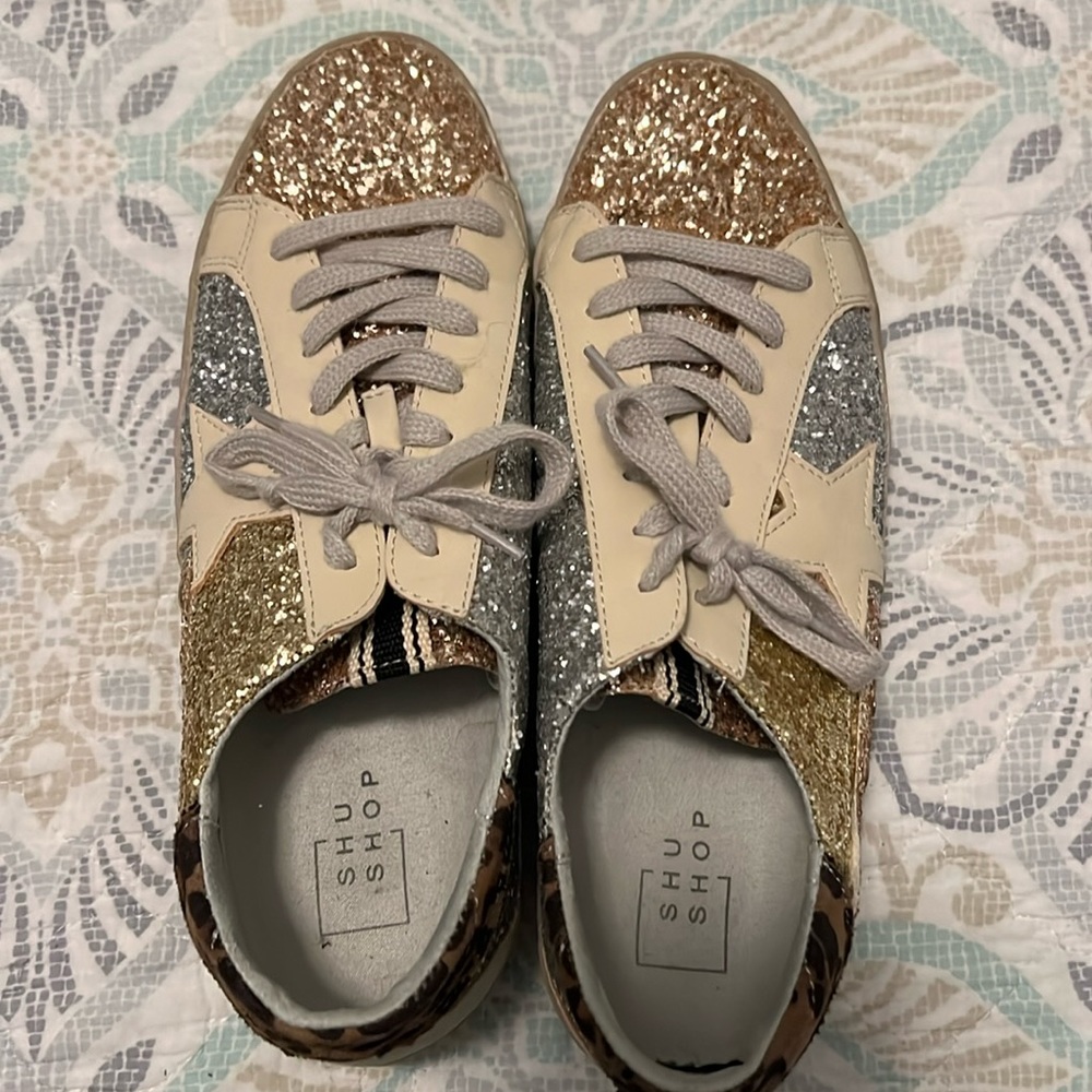 Shu Shop Glitter Sneakers.
